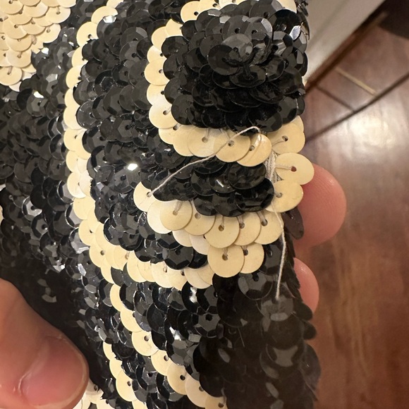 Vintage Creative Creations silk beaded black & white rose sequin dress - Picture 7 of 12